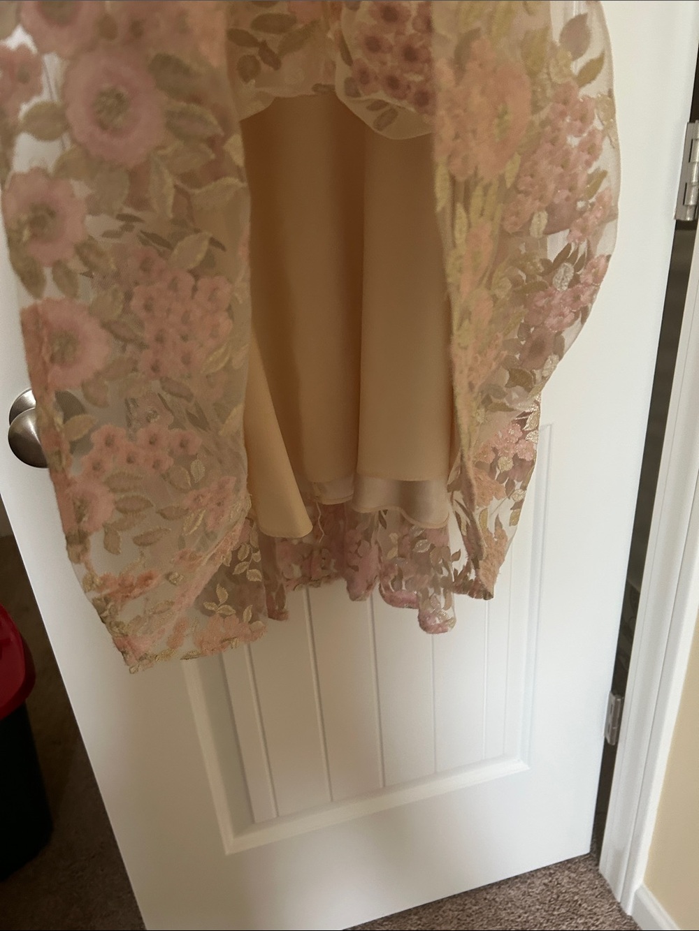 Tahari Pink and Cream Floral Embroidered Wedding Dress - Picture 5 of 10